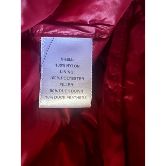 Women XS Pure Down Red Jacket Zip Coat Lightweight Quilted Puffer Parka - Picture 5 of 6